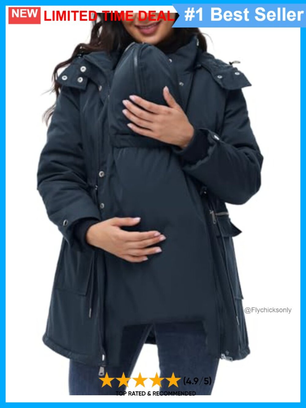 Maternity 3 in 1 Quilted Winter Coat Thicken Outwear Pockets